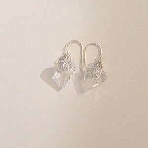 NWT Handmade Sterling Silver Swarovski Heart Earrings